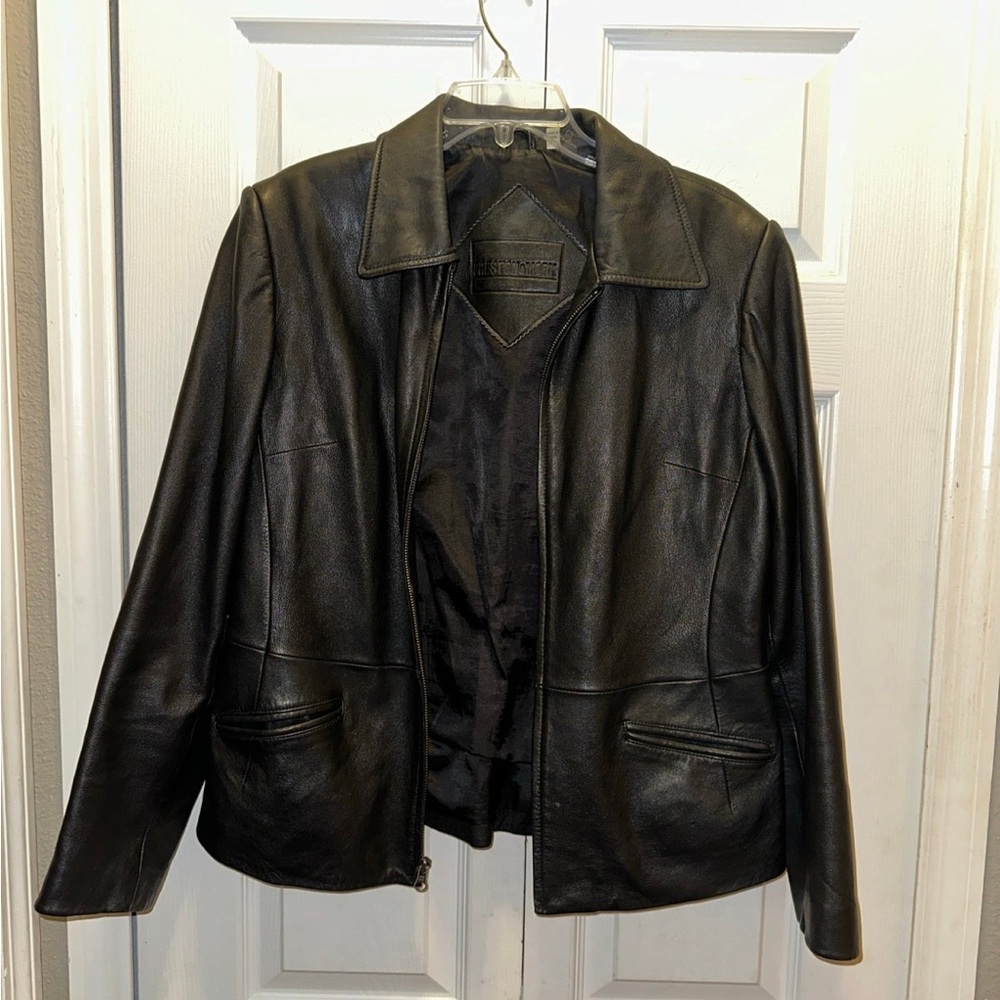Genuine leather lamb skin black jacket in near perfect condition